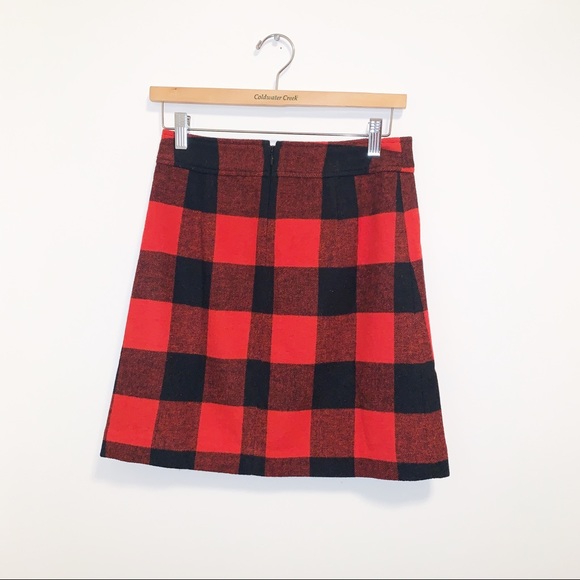 J.Crew Factory Wool-blend Red Buffalo check skirt - Picture 5 of 9